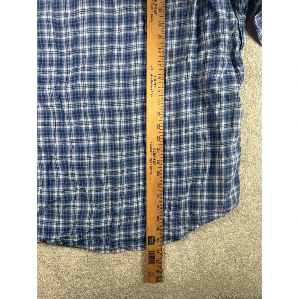 Polo Ralph Lauren Blue Plaid Linen Button Shirt Mens 2XL L/S Pony Preppy Resort*